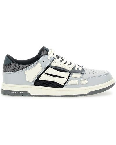 Amiri Skel Panelled Leather And Mesh Low-top Trainers - White