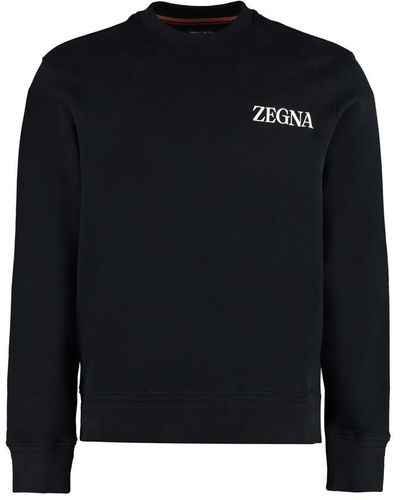Zegna Cotton Crew-neck Sweatshirt - Black