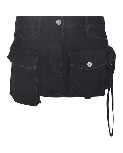 The Attico Fay Cargo Denim Mini Skirt - Black