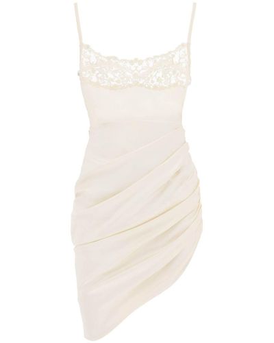Jacquemus La Robe Saudade Brodée Draped Dress - White