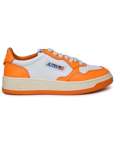 Autry 'medalist' Orange Leather Sneakers