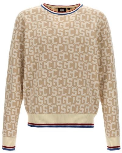 Gcds Monogram Sweater, Cardigans - Natural