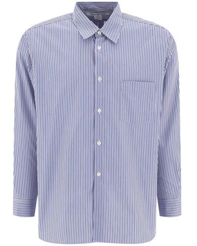 Comme des Garçons Striped Shirt With Chest Pocket - Blue
