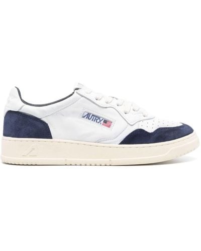 Autry Medalist Low Trainers In Blue Suede And White Leather