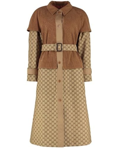 Gucci GG Fabric Trench Coat - Brown