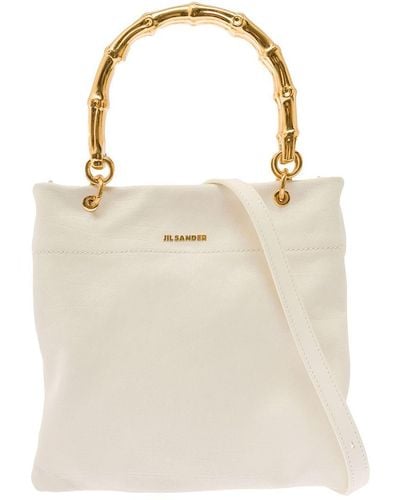 Jil Sander Tote Bag With Bamboo Style Handles - White
