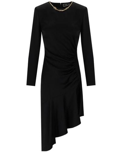 Elisabetta Franchi Asymmetric Dress With Necklace - Black