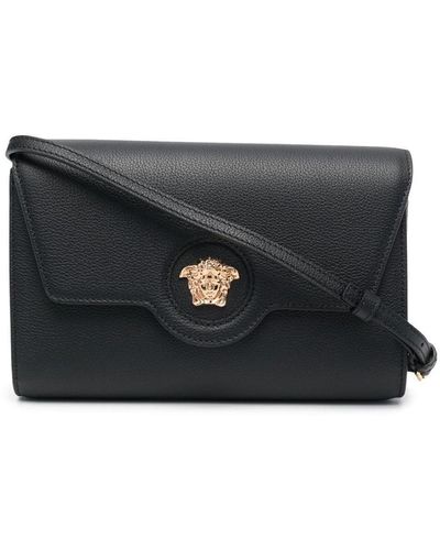Versace Mini La Medusa Leather Pocket Crossbody Bag - Black