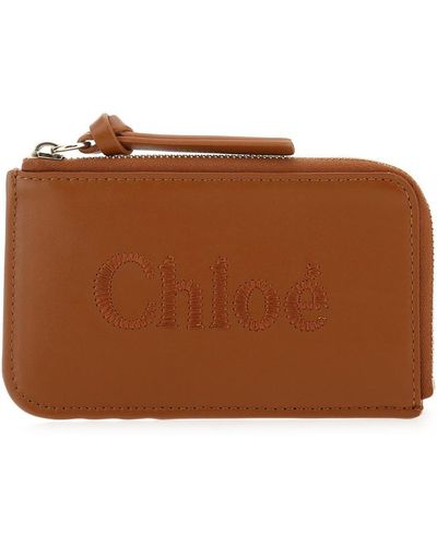 Chloé Caramel Leather Card Holder - Brown