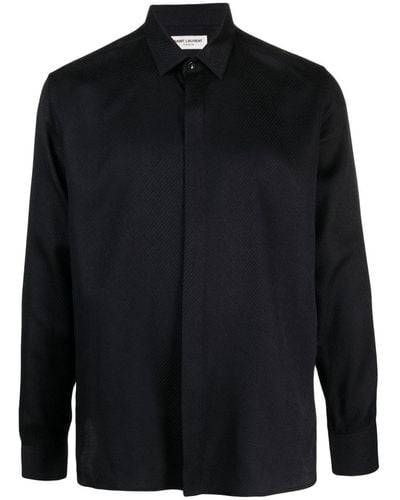 Saint Laurent Silk Blend Shirt - Black