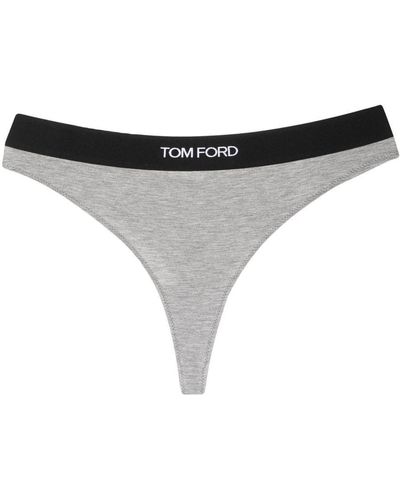 Tom Ford Logo Thong Briefs - Gray