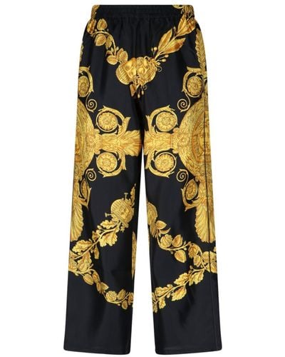 Versace Baroque Pattern Wide-leg Trousers - Yellow