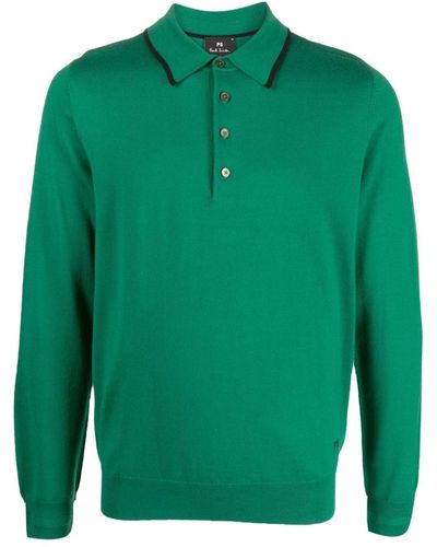 PS by Paul Smith Logo-embroidered Merino Wool Polo Shirt - Green