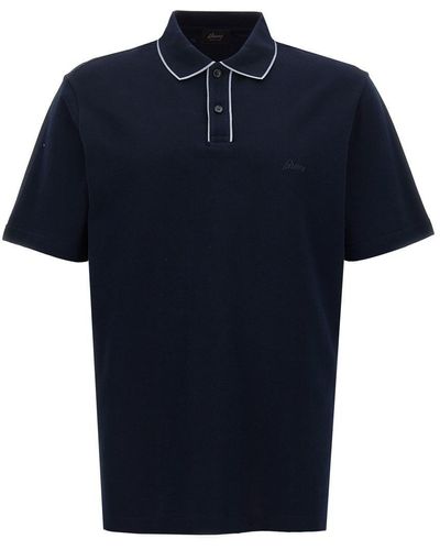 Brioni Logo Embroidery Polo Shirt - Blue