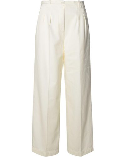 A.P.C. White Cotton Trousers
