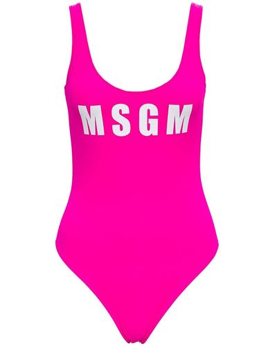 MSGM Swimsuit With Logo - Pink