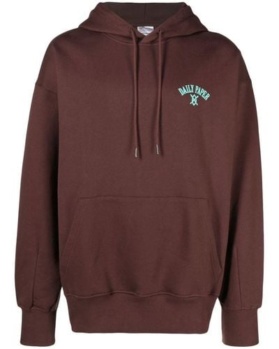 Daily Paper Logo Cotton Hoodie - Brown