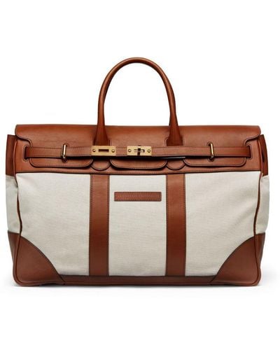 Brunello Cucinelli Cotton And Leather Weekender Country Bag - Brown