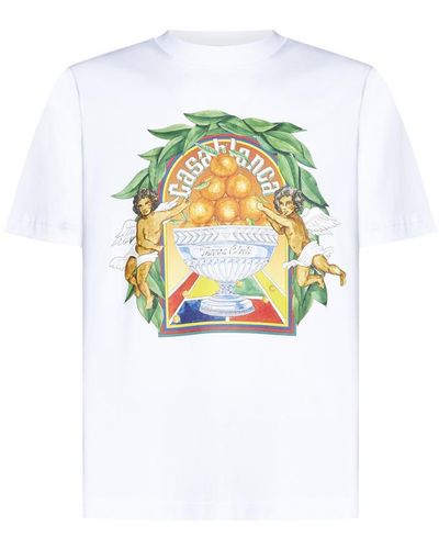 Casablancabrand Triomphe D'orange Graphic-print Organic-cotton T-shirt - White