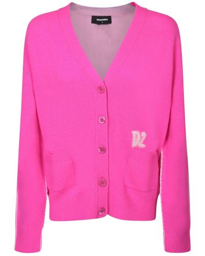 Dsquared2 logo-plaque V-neck cardigan - Yellow