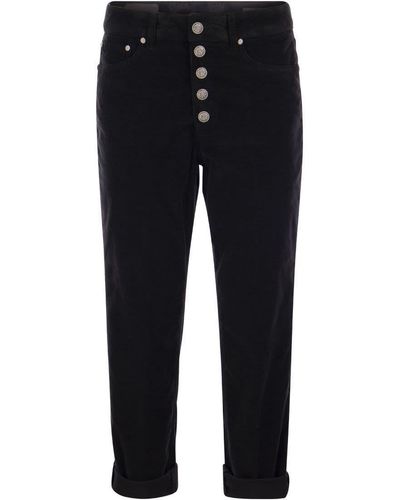 Dondup Koons - Multi-striped Velvet Pants With Jewelled Buttons - Blue
