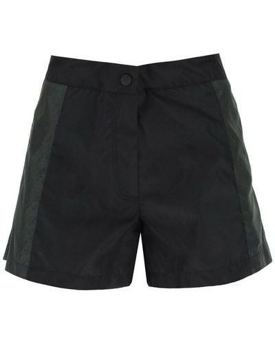 Moncler Born To Protect Nylon Shorts With Perforated Detailing - Black