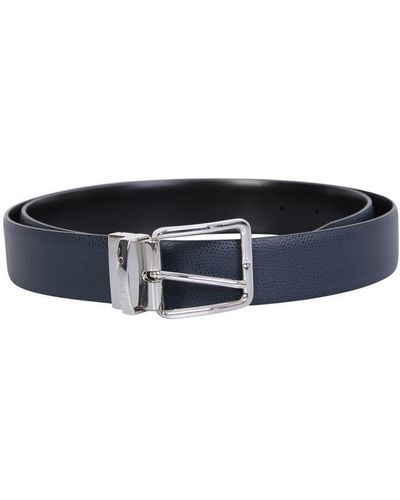 Belts Canali - Blue and dark grey leather reversible belt - KA0010731050