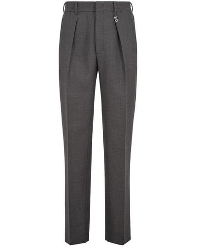 Fendi Single Pleat Merino Wool Trousers - Grey