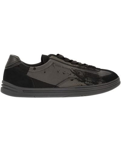 Stone Island Fabric, Suede And Rubber Sneakers - Black