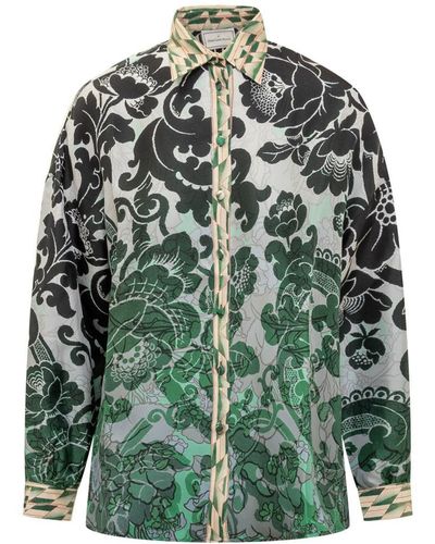 Pierre Louis Mascia Pierre Louis Mascia Silk Shirt With Floral Pattern - Green