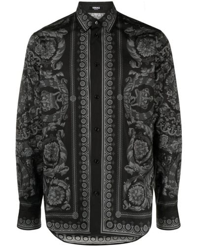 Versace Barocco Shirt With Print - Black