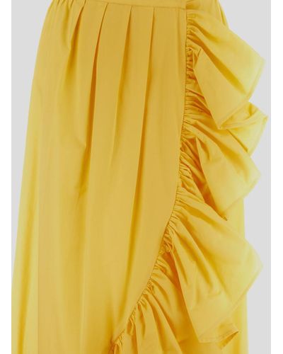 House of Amen Asymmetrical Ruffle Maxi Skirt - Yellow