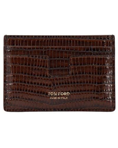 Tom Ford T Line Classic Card Holder - Brown