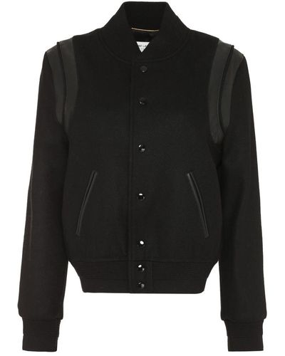 Saint Laurent Wool Bomber Jacket - Black