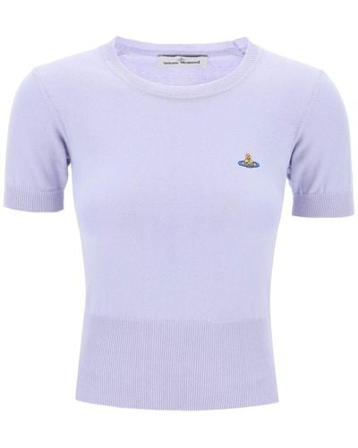 Vivienne Westwood Bea Short-Sleeve Jumper With Orb Embroidery - Purple