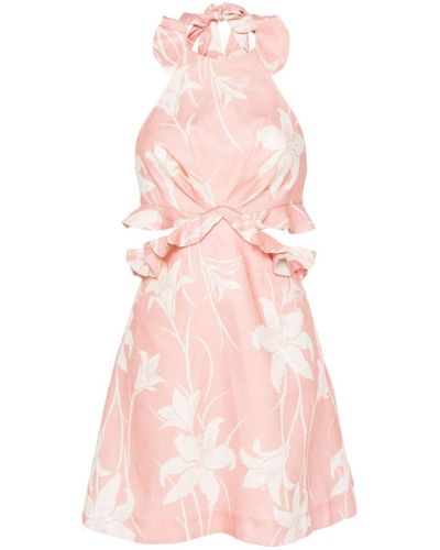 Zimmermann Acadian Floral-print Mini Dress - Pink