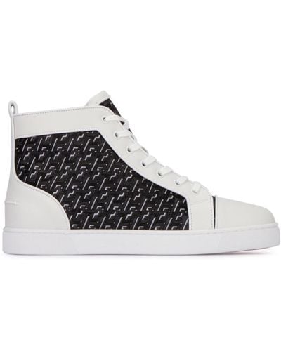Christian Louboutin Louis Coated Canvas & Leather High-top Trainer - White