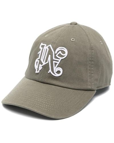 Palm Angels Monogram-embroidered Cotton Cap - Gray