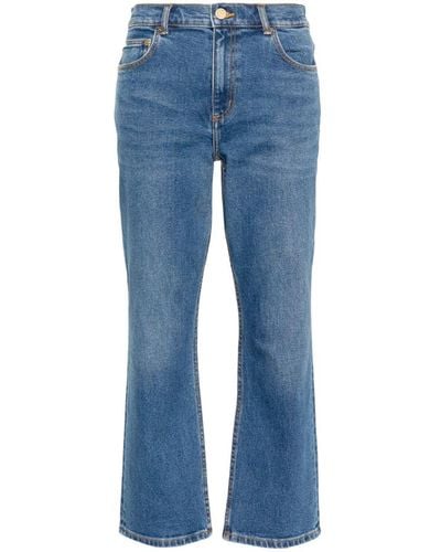 Tory Burch Cropped Flared Denim Jeans - Blue