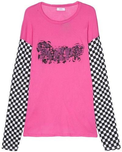 ERL Printed Light Jersey Ls Tshirt Knit - Pink