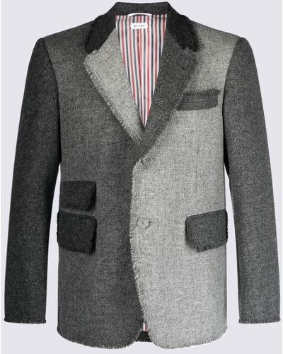 Thom Browne Light And Dark Grey Wool Blazer