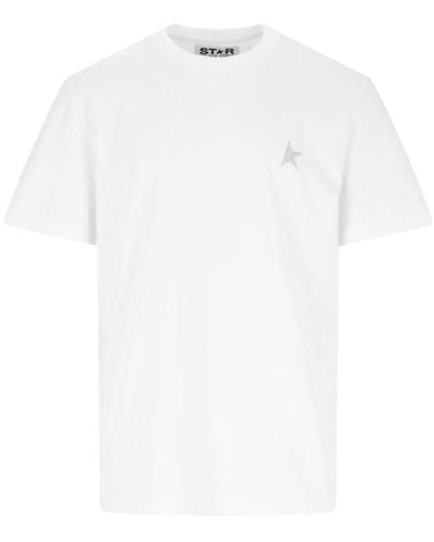 Golden Goose Glitter Logo-print Short-sleeve T-shirt - White