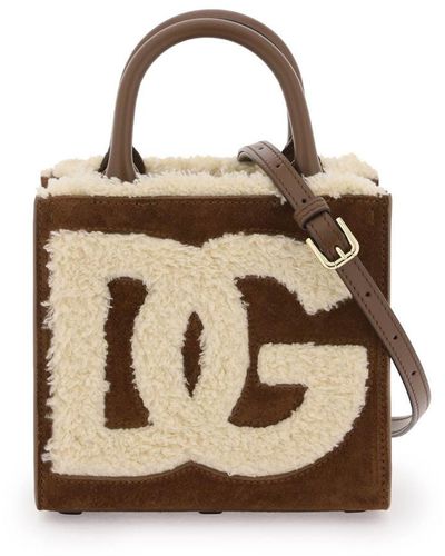 Dolce & Gabbana Dg Daily Mini Suede And Shearling Tote Bag - Multicolour