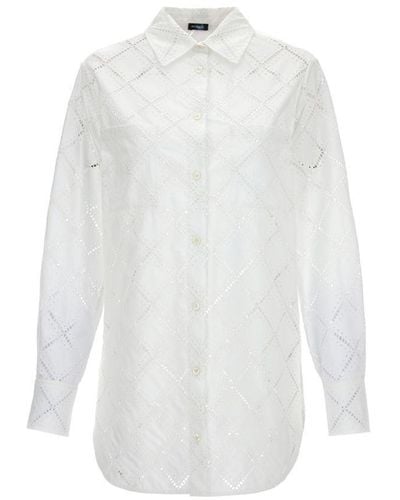 Kiton Openwork Cotton Shirt Shirt, Blouse - White