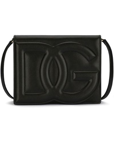 Dolce & Gabbana Logo Leather Shoulder Bag - Black