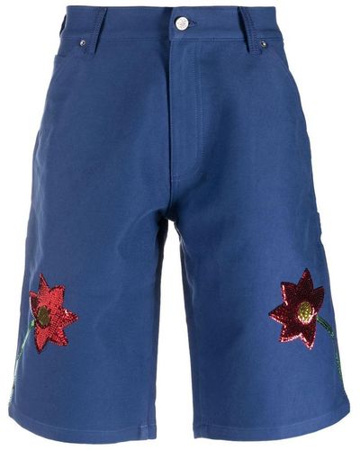 Sky High Farm Embroidered Denim Shorts - Blue