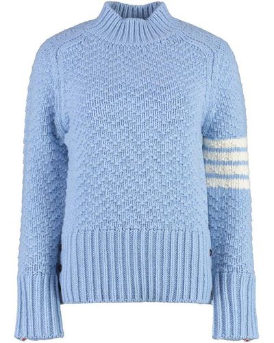 Thom Browne Turtleneck Wool Pullover - Blue
