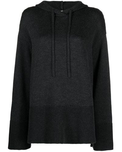 Totême Drawstring Hood Wool-blend Sweater - Black