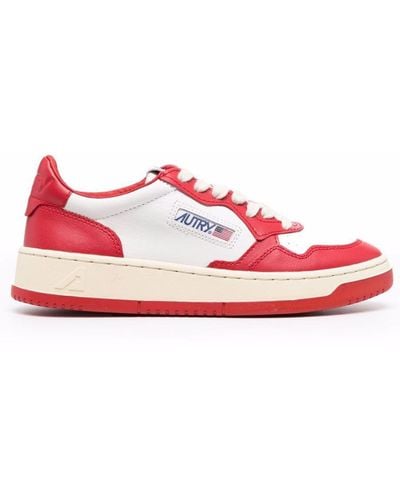 Autry Women Medalist Low Leather Sneakers - Red