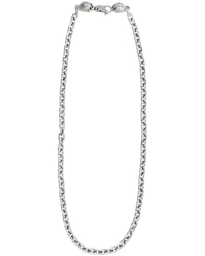 Emanuele Bicocchi Link Chain Necklace With Skulls - White
